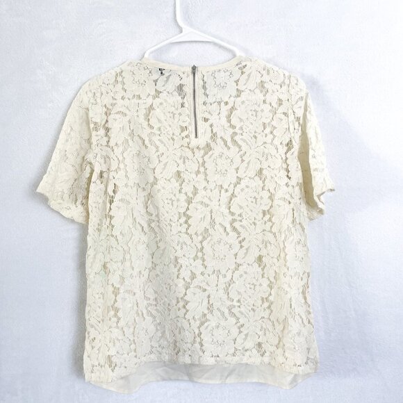 Madewell cream floral lace short sleeve blouse size medium - Picture 7 of 13